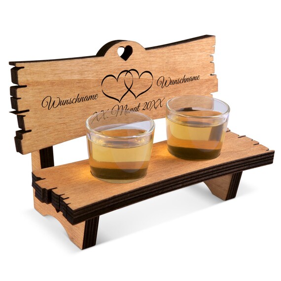 Wedding Bench With Shot Glasses Engraving Individually Shot Bench