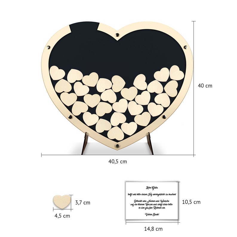 Wedding Guestbook Alternative Wedding Guestbook Heart of Wood incl. Wooden Hearts image 7