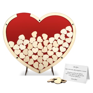 Wedding Guestbook Alternative Wedding Guestbook Heart of Wood incl. Wooden Hearts Red