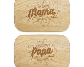 Breakfast Board Set of 2 Best Mom and Best Dad Gift - Parents Christmas Gift - Wooden Board for Mother and Father