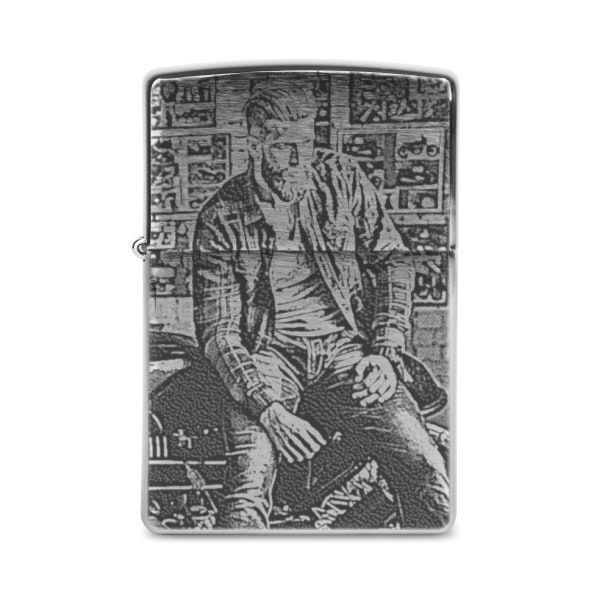 Original Zippo mit Gravur Foto Lasergravur Feuerzeug individuell personalisiert Chrome Brushed Geschenk für Männer - Fotogravur