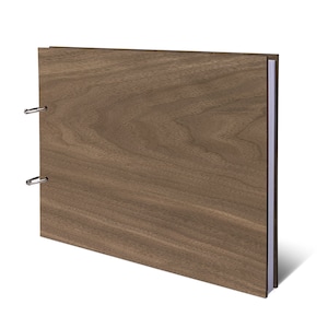 Wooden book e.g. as a guest book, real wood DIN A4 landscape - blank, without engraving - rings can be opened