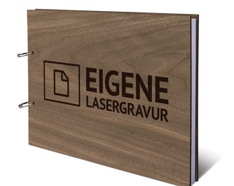 Livre d'or personnalisé gravure laser en bois couverture en bois DIN A4 classeur à anneaux paysage - téléchargez votre propre fichier de gravure