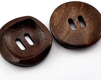 Toasted 7 Wooden Buttons Light Brown Color Blond Wood No Brand 19 mm Glossy Oak Stain Fat Round Rim Rustic