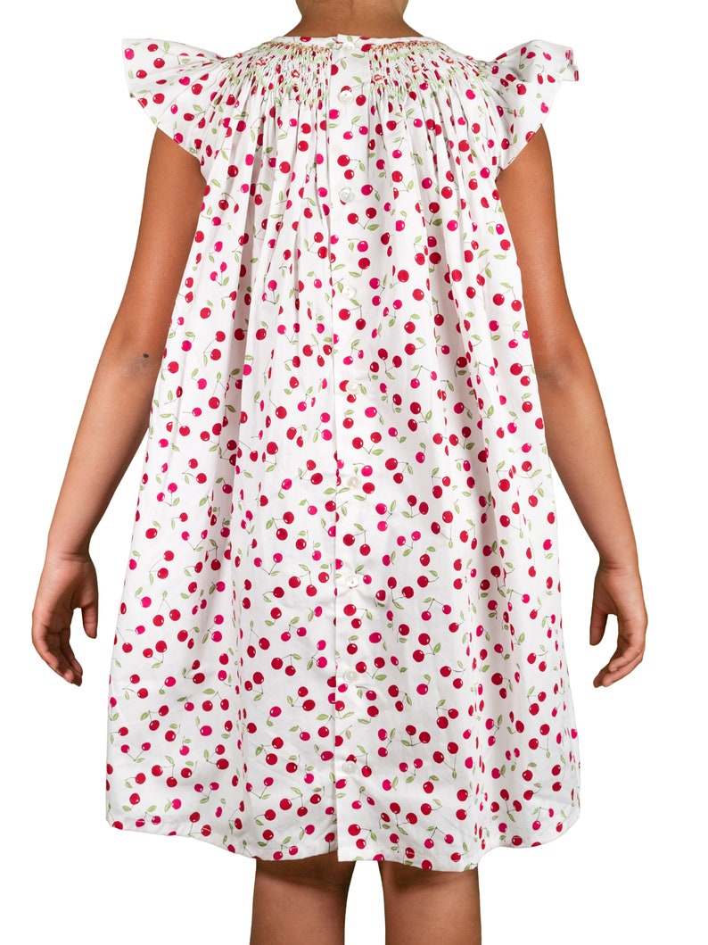 Robe fille style liberty en coton motifs cerise/robe à smocks Etsy