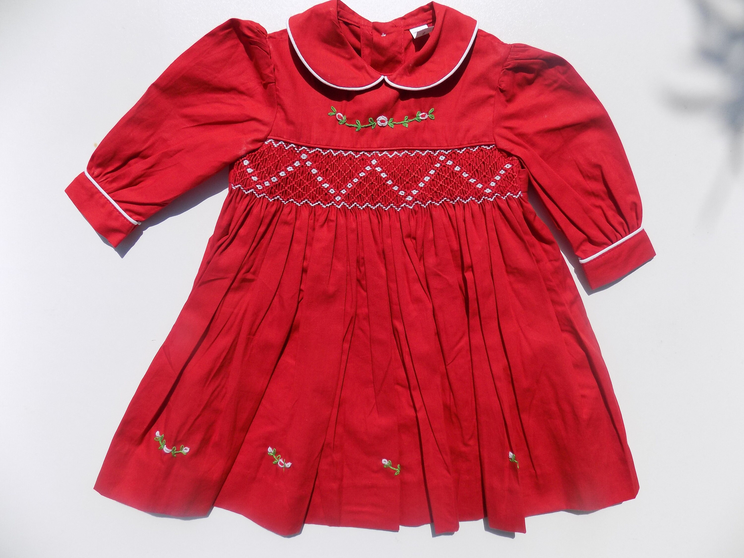 red smock dress baby