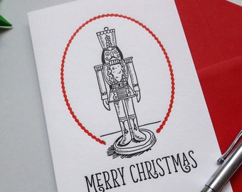 Letterpress Nutcracker Christmas Card