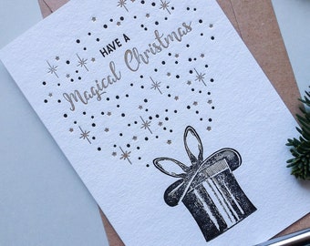 Letterpress Magical Bunny Christmas Card