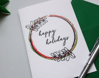 Letterpress Mistletoe Garland Christmas Card