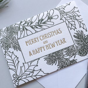 Letterpress Floral Christmas Card afbeelding 1