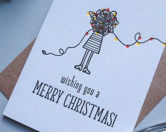 Letterpress Lights Christmas Card