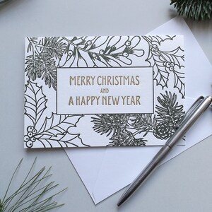 Letterpress Floral Christmas Card afbeelding 2