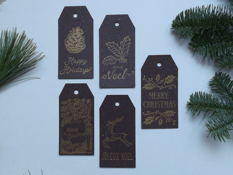 Letterpress Christmas Gift Tags set of 5 afbeelding 4