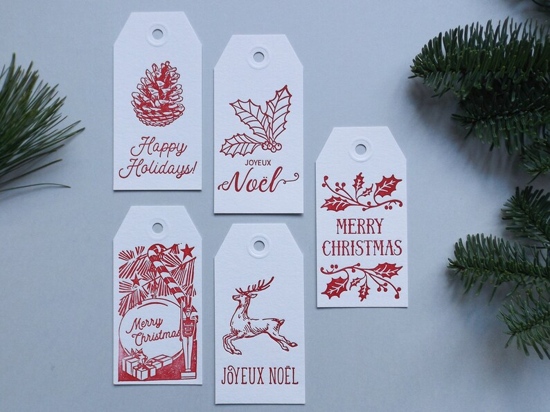 Letterpress Christmas Gift Tags set of 5 afbeelding 2