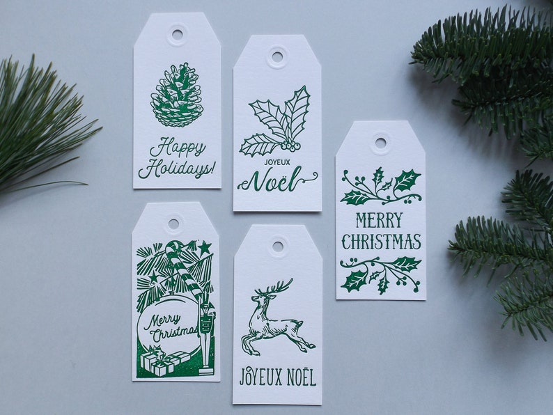 Letterpress Christmas Gift Tags set of 5 afbeelding 3