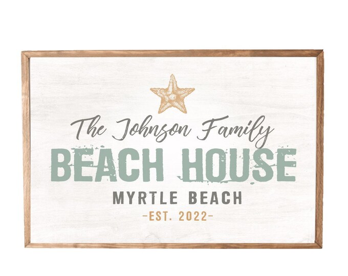 Beach House Signs, Custom Beach House Sign, Personalized Beach House Sign, Beach House Decor, Ocean Wall Art, Beach House Gift, Starfish