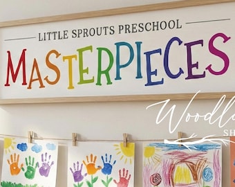 Framed Masterpieces Sign, Kids Artwork Display Idea