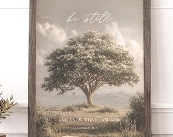 Be Still And Know That I Am God Framed Sign, Psalm 46:10  Christian Faith Wall Home Decor Gift