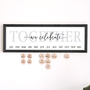 Together Family Birthday Celebrations Calendar, Perpetual Birthday Calendar Board