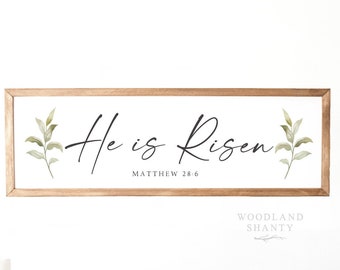 He is Risen Sign, He is Risen Wall Art, He is not Here for He is Risen, Matthew 28:6