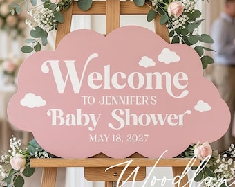 Welcome Baby Shower Sign, Cloud Themed Cloud Shaped Sign, Personalized Baby Shower Sign