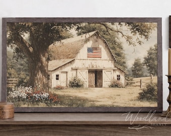Framed Americana Cottage Barn Sign, Rustic Americana Wall Art