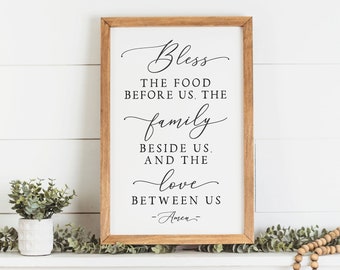 Bless the Food Before Us Sign | Farmhouse Dining Room Sign | Farmhouse Kitchen Sign