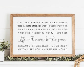 On the Night You Were Born Sign