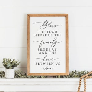 Bless the Food Before Us Sign | Farmhouse Dining Room Sign | Farmhouse Kitchen Sign