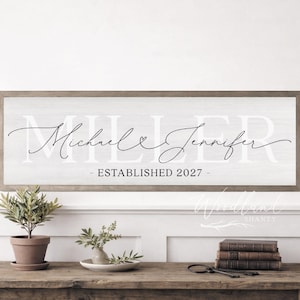 Personalized Couple Name Sign, Last Name Established Sign, Custom Wedding Gift, Bridal Shower Gift