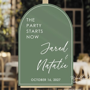 Arch Welcome to our Wedding Acrylic Sign, Personalized Arch Wedding Sign, The Party Starts Now Wedding Reception Sign image 1