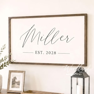 Framed Last Name Sign, Personalized Established Year Gift, Wedding Christmas Gift