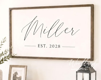Framed Last Name Sign, Personalized Established Year Gift, Wedding Christmas Gift
