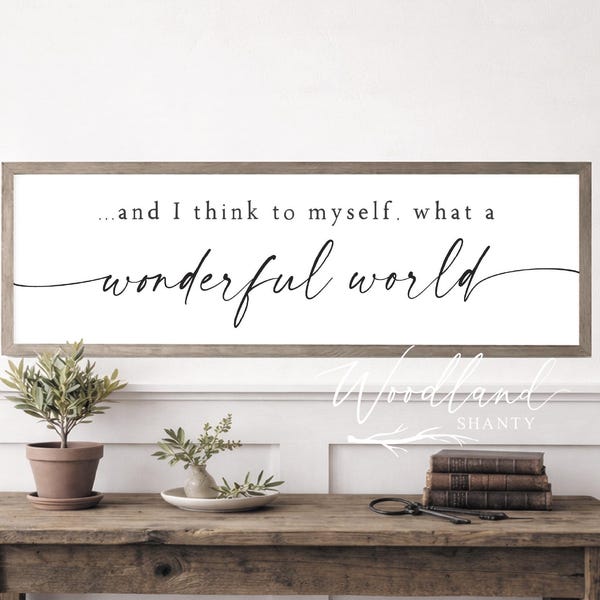 And I Think To Myself What A Wonderful World Framed Sign, Travel Theme Decor