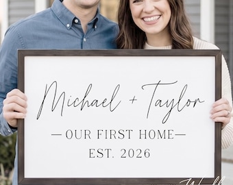 Personalized Bought First Home Framed Sign, First Time Homebuyer Housewarming Gift