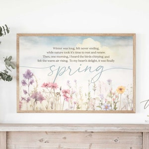 Inspirational Spring Floral Wall Art Sign, Spring Thoughts, Colorful Flower Spring Decor