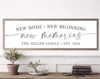 New Home New Beginning Framed Sign, Personalized Housewarming Gift, New Home Closing Gift