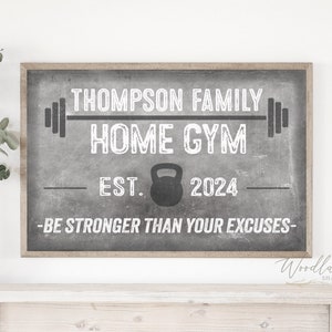 Personalized Home Gym Sign, Home Gym Decor, Inspirational Workout Room Wall Art
