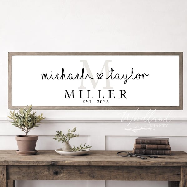 Personalized Last Name Monogram Sign | Modern Farmhouse Wedding Established Date Gift | Personalized Bridal Shower Gift
