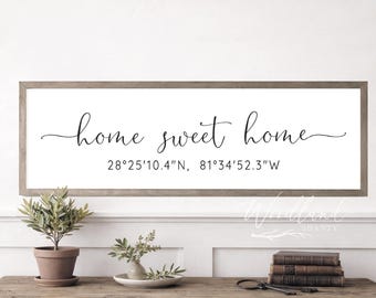 Home Sweet Home GPS Coordinates Framed Sign, New Home Housewarming Gift, First Home Closing Gift