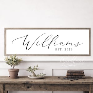 Personalized Last Name Sign | Modern Farmhouse Wedding Date Gift | Family Name Sign