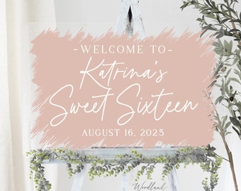 Welcome to Sweet Sixteen Party Personalized Acrylic Sign, Welcome to Sweet 16 Birthday Party Celebration Sign Decor