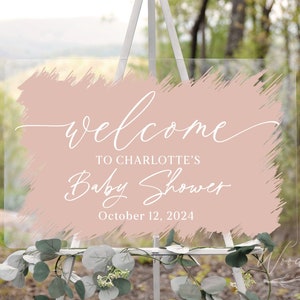Welcome Baby Shower Sign, Brushed Acrylic Baby Shower Sign, Baby Shower Decor, Baby Shower Welcome Sign