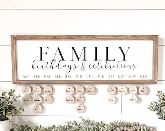 Family Birthday Board, Family Birthdays and Celebrations Board Sign, Birthday Board, Family Birthday Calendar Sign, Family Sign, Perpetual