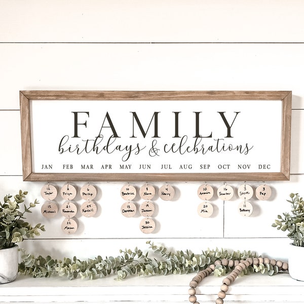 Family Birthday Board, Family Birthdays and Celebrations Board Sign, Birthday Board, Family Birthday Calendar Sign, Family Sign, Perpetual