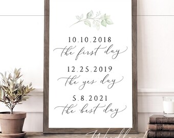 First Day Yes Day Best Day Framed Sign, Bridal Shower Gift, Anniversary Gift, Wedding Gift to Spouse, Valentines Day Gift