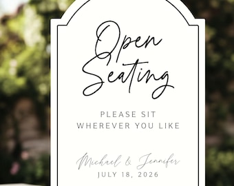 Open Seating Sign, Personalized Wedding Choose Any Seat Sign Decor