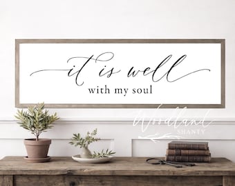 It is Well With My Soul Framed Sign, Home Decor Wall Art, Above Bed Entryway Foyer Decor