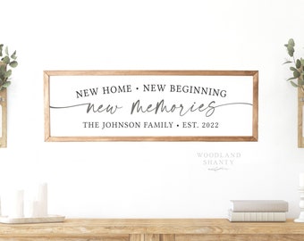 New Home Sign Personalized, New Home New Beginning Sign, Realtor Gift, Housewarming Gift, Personalized Home Sign, Custom Family Home Sign