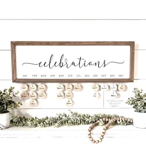 Celebrations Birthday Calendar Board Sign, Family Birthday Calendar Sign | Gift for Grandparent | Gift for Parents | Gift for Mom